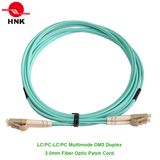 LC/PC-LC/PC Fiber Optic Patch Cord, Multimode 50 Om3, Duplex, Aqua, 3.0mm, Custom Length