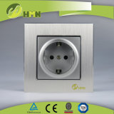 TUV, CE certified EU standard silver brushed aluminum schuko socket