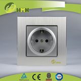 TUV, CE certified EU standard silver brushed aluminum schuko socket