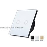 EU/UK Universal Touch Sensor Switch, 110-220V, Crystal Glass Panel 2 Gang 1 Way Waterproof Wall Light Switch