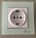 EU 4 Color Thoughened Glass Schuko Socket Wall Switch