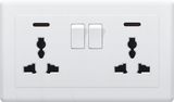 British Standard (Q2) Double 13A Switched Socket Outlet with Neon