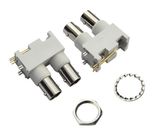 Right Angle White Plastic Double BNC Connector