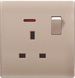 British Standard Golden 13A Square-Pinned Switched Socket Outlet with Neon