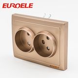 Gold Color PC 2 Gang EU Type Double Socket