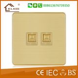 High Quality Golden Color 2 Gang Tel Socket Computer Socket