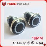 19mm Dia Black Aluminum Metal Push Button Switch