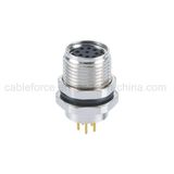 8pin M8 Female Front Fastened Panel Mount Connector with PCB Contacts