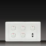 5gang Single Way Switch + 1gang 2pole Socket (S205DK1Z2)