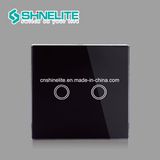 EU Tempered Glass Panel Black Colour 2 Gang WiFi Switch