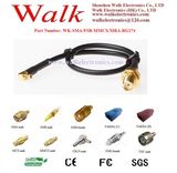 MMCX Connector Jumper Cable Assembly: SMA Female Straight Bulkhead to MMCX Male Right Angle with Rg174 Cable