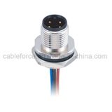M12 4 Pin Male Rear Mounting Panel Mount Connector with Wire