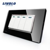 Livolo Glass Frame Push Button Mechanical 4 Gang 2 Way Switch Vl-C3K4s-81/82