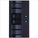 Rocker Switch Panel DC 12V/24V 6 Black Gang Waterproof for Marine Boat Caravan (AP6/S)