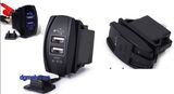LED on-off Illuminated Rocker Spst Switch with Dual USB Charger Socket