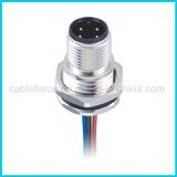 M12 4 Pins D-Code Straight Panel Mount Connector for Labeling and Logistic Devices with Front Fastened