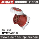 IP67 4p 125A Straight Panel Mounted Socket