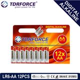 1.5V China Manufacture Digital Primary Alkaline Dry Battery (LR6-AA 12PCS)