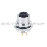 M12 4 Pin D-Code Female Rear Mounting Connector with PCB Contacts
