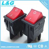 Latching Power I/O 4 Pins Micro Button Rocker Switch with Light 16A 250VAC