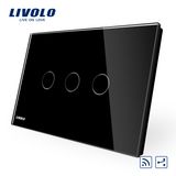 Livolo Black Color 3 Gang 2 Way Remote Function Touch Switch Vl-C903sr-11/12