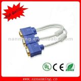 Golden Plated 15 Pin VGA Male to Dual Female VGA Cable (NM-VGA-039)