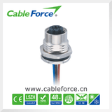 M12 4 Pin D-Code Female Straight Panel Mount Connector with CNC Screw