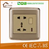 Gold Color 5 Pin Universal Socket 13A Multi Socket