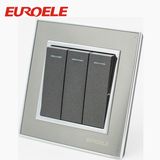 Grey Color Copper Sliver Point Electric 250V Wall Gang Switches