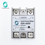 Worldsunlight SSR-60dd 60A Input 3-32VDC Output 5-200VDC DC-DC SSR Solid State Relay