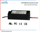 17W 600mA Constant Current Triac/Elv Dimmable LED Driver
