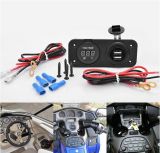 Marine Boat Waterproof Dual USB Socket Charger and Blue Voltmeter W/Jumper Wire