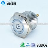 16mm 1no Resetable Highflat Character Illuminated Nickel Plated Brass IP65 Push Button Switch