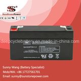 Sealed Lead Acid Rechargeable AGM Type Security Battery 6V 1.3ah