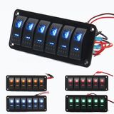 Car RV Marine Boat 6 Gang Double LED Light Fog Work Spot Rocker Switch Panel
