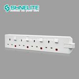 BS White Color 10A 4 Gang Extension Switched Socket with Neon