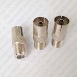 F Female Jack to TV PAL Female Jack Coaxial Connector Adapter Metal Nickel