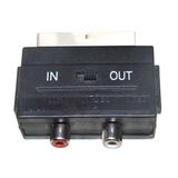 Nickel-Plated Connector Mini Scart Plug to 2RCA Jack with Switch