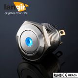 Ls16 Waterproof Flat Nickel Plated Brass DOT Momentary Pushbutton Switch with Blue LED