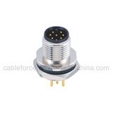 M12 8 Pin Male Rear Mounting Panel Mount Connector with PCB Contacts