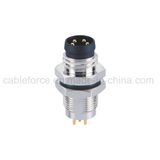 M8 4pin Male PCB Panel Circular Connector for Sensor and Actuators with Rear Mounting CNC Screw