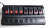 8 Gang Red LED Waterproof Marine/Boat Black Rocker Switch Panel