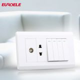 Pakistan Standard Four Gang One Way Switch + TV Socket +2pin Socket