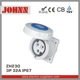 IP67 3p 32A High Quality Straight Panel Mounted Socket for Industrial