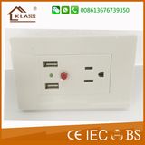 3pin Wall Socket with 2-Port USB Charger for Mobile Phone