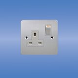 British Standard Single Switched Socket (Brushed Chrome Range)