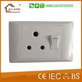 South Africa Style 1gang Switch 3round Pin 16A Plug Socket