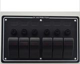 Good Quality 12V 24V 6 Gang LED Aluminum Car Boat Bus Marine Rocker Switch Panel with Circuit Breakers