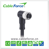 M12 5 Pin Female Right Angled Molded Cable Connector for Sensor with CNC Screw