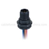 M12 8pin Male Front Fastened Panel Connector for Factory Automation with Plastic Screw